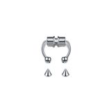 Alpcollection Mıknatıslı Fake Gri Septum Piercing Paslanmaz Çelik Top Ve Sivri Uç Birarada