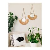 Alpdesign Ikili Sarkıt Rafya Ayna / Bolkon Hol Antre Duvar Aynası Tasarım Ayna Dekoratif Ayna Bohem Ayna