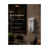 Alper Banyo 1000 cc Paslanmaz Çelik Sıvı Sabunluk Duvara Monte Otel Cafe Restoran Tipi Metal Sabun Dispenseri