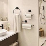 Alper Banyo 3’Lü Siyah Banyo Seti, Yapışkanlı Vidalı Montajlı Havluluk, Tuvalet Kağıtlığı, Yuvarlak Havluluk Kağıt Havluluk Seti