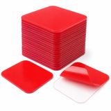 Alper Banyo 50 Adet 45x45 mm Şeffaf Yapışkan Kırmızı Koruyucu Filmli Çift Taraflı Güçlü Yapışkan Bant, İz Bırakmadan Çıkarılabilir Çok Amaçlı Montaj Pedi