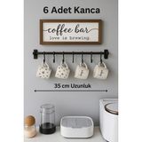 Alper Banyo 6 Kancalı Dekoratif Plastik Retro Mutfak Havlu Askısı, Fincan , Kupa Askısı | 35 cm | Montajlı Ürün - Siyah