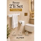 Alper Banyo Beyaz Lamalı 2'li Banyo Seti, Lamalı Solo Havlu Kağıdı Askısı, Lamalı Tuvalet Kağıdı Askısı, Hem Yapışkanlı Hem Montajlı Ürün