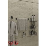 Alper Banyo EK03SETİ Ömür Boyu Paslanmaz Yapışkanlı Banyo Köşeliği, Şampuanlık Havlu Tuvalet Bornoz