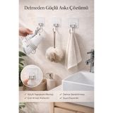 Alper Banyo Güçlü Yapışkanlı Duvar Askısı Krom Kaplama Banyo Mutfak Havlu Kancası ( 3 Adet )