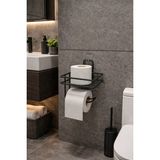 Alper Banyo Güçlü Yapışkanlı Yedek Raflı Tuvalet Kağıdı Askısı, Banyo Düzenleyicisi - Siyah