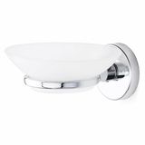 Alper Banyo İris Krom Kaplama Sabunluk, Yapışkanlı ve Vidalı Montaj, Duvar Tipi Beyaz Sabun Kabı, 35 mm Oval Bantlı