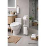 Alper Banyo Kare Beyaz Ayaklı Tuvalet Kağıtlığı Standı, Wc Kağıtlık Tutacağı, Wc Kağıtlık Askısı Standı