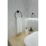 Alper Banyo Lotus Yapışkanlı Siyah Halka Havluluk Askısı - İster Yapıştır İster Montajla Siyah