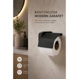 Alper Banyo Premium F1 Model Siyah Kapaklı Tuvalet Kağıdı Askısı Paslanmaz Çelik Vidalı Montajlı WC Kağıtlık 5 Yıl Garantili