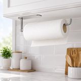 Alper Banyo Premium Mat Krom Solo Havlu Askısı, Yapışkanlı Dolap Altı Kağıt Havluluk, Paslanmaz Çelik Mutfak Havlu ve Kağıt Havlu Askısı, Modern Krom Tasarım, 5 Yıl Garantili