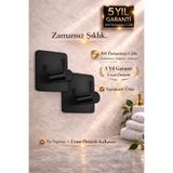 Alper Banyo Premium Siyah 304 Paslanmaz Çelik Bornoz Askısı 2’Li Set | Güçlü Yapışkan | 5 Yıl Garanti