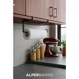 Alper Banyo Siyah Çok Amaçlı Dolap Kapağı ve Raf Altı Kağıt Havlu Askısı | Metal