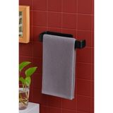 Alper Banyo Siyah Paslanmaz Çelik Lamalı Solo Havluluk, Hem Yapışkanlı Hem Montajlı Sistem, Banyo Askısı