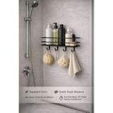 Alper Banyo Siyah Yapışkanlı 4 Kancalı Banyo Rafı, Banyo ve Mutfak Düzenleyicisi | Banyo Havlu Bornoz Organizer