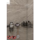 Alper Banyo SİYH 3LÜ SET EK01 Ömür Boyu Yapışkanlı Banyo Rafı - Yapışkanlı Kancalı Sabunluk ve Kare Fön SETİ