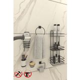 Alper Banyo TŞ03SETİ Ömür Boyu Paslanmaz Yapışkanlı Banyo Köşeliği, Şampuanlık Hav.tuvalt.fön.dişfırca-sabun