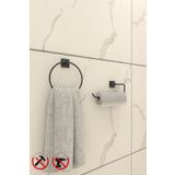 Alper Banyo Yapışkanlı Kare 2’li Banyo Aksesuar Seti – Halka Havluluk Ve Solo Askı | Delme Gerektirmez