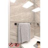 Alper Banyo Yapışkanlı Siyah Kare Havluluk 40 Cm | Uzun Havlu Askısı | Delmeden Montaj Seçeneği