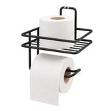 Alper Banyo Yapışkanlı Siyah Raflı Tuvalet Kağıtlığı, Delmeden Montaj Duvar Tipi Tuvalet Kağıdı Tutucu, Banyo ve WC Organizer