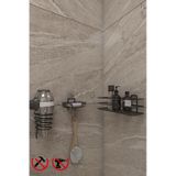 Alper Banyo Yapışkanlı Siyah TŞ01 Banyo Rafı Yapışkanlı Sabunluk Kare Fön Makinesi Askısı Siyah