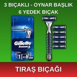 Alpera Care Gillette - Sensor3 Tıraş Bıçağı - 3 Bıçaklı - Kayganlaştırıcı Bant ve Oynar Başlık - 1 Adet + 6 Yedek Bıçak - 6'lı paket