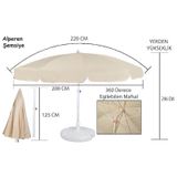 Alperensemsiyetic. 2 Metre Plaj Bahçe Teras Gölgelik Şemsiyesi Kalın Kumaş (431391516) krem