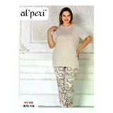 Alperi 78116 Büyük Beden Yazlık Kısa Kol Kadın Pijama Takımı Vizon