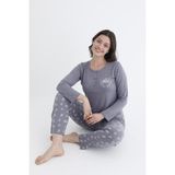 Alperi Uzun Kol Mevsimlik Pijama Takımı Viskon Alperi 790-31 - Gri