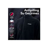 ALPHAKRON Erkek Siyah Trekking ve Outdoor Polar 3 Cepli Rahat Dik Yaka Rüzgar Geçirmez Mont