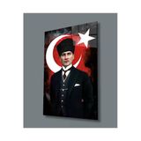 Alpileo Atatürk Ve Türk Bayrağı Uv Baskılı Alp Özel Cam Tablo, Ev Ve Ofis Duvar Dekoru