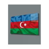Alpileo Dalgalı Azerbaycan Bayrağı Alp Özel Cam Tablo, Uv Baskılı Ve Temperli, Hediyelik