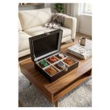 Alpin Kutu 6 Bölmeli Pu Deri Kaplamalı Kadife Yastıklı Saat Organizer 23X17 Cm
