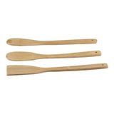 Alpina ALP106 Mutfak Gereçleri Seti 3 Parça Spatula, Çatal, Kaşık 29,5 cm - Ahşap