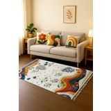Alpina Home Lavin Yıkanabilir Punch Kırlent ile Uyumlu Salon Mutfak Balkon Dokuma Tabanlı Kilim