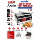 ALPİNA MUTFAK Alpina Tost Makinesi 8-16-20 Dilim Ev ve Sanayi Tipi Elektrikli Tostçu Büfe Tipi 220V - ÇELİK MUTFAK