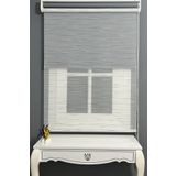 AlpiNaz Stor Perde Çiftli Sistem Modern Renkli Çizgi Tül & Mat Gri Stor %90 Işıgı Keser