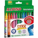 Alpino 12'li Maxi Jumbo Keçeli Kalem Seti 12 Renk Kalemler Kalın Uçlu Eğlenceli Çizim
