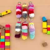 Alpjoy Tüylü Peluş Renkli Tırtıl Anahtarlık 1 Adet - 001-Renkli