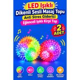 Alpmodel LED Işıklı Dikenli Sesli Masaj Topu Anti Stres Giderici Eğlenceli Işıklı Kirpi Top 2 Adet