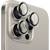 Alponso iPhone 15 Pro Max ve iPhone 15 Pro Safir Kamera Lens Koruyucu Uygulama Aparatlı - Natural Titanium