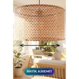 Alpotekno Antik Kiremit Hasır Kumaş Başlıklı Sarkıt Avize 35 cm - Renkli