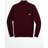 Alpotekno Erkek Bordo Yarım Balıkçı Yaka Triko Kazak – Slim Fit, Yumuşak Dokulu, Kışlık Rahat Kazak - XL