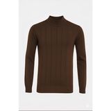 Alpotekno Erkek Kahverengi Yarım Balıkçı Yaka Triko Kazak – Slim Fit, Yumuşak Dokulu, Kışlık Rahat Kazak - 2XL