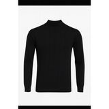 Alpotekno Erkek Siyah Yarım Balıkçı Yaka Triko Kazak – Slim Fit, Yumuşak Dokulu, Kışlık Rahat Kazak - XL