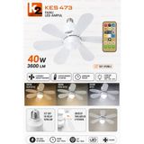 Alpotekno K2 KES473 Fanlı LED Ampul 40W 3600 Lümen E27 Duy Uzaktan Kumandalı 6 Pervaneli Tavan Vantilatörü 3 Renk Işık - Renkli