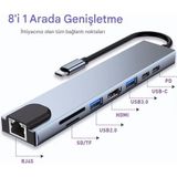 Alpotekno Macbook Ve Laptop Uyumlu Çok Fonksiyonlu Usb-C Dönüştürücü - Alüminyum Gövdeli Hub