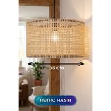Alpotekno Retro Hasır Kumaş Başlıklı Sarkıt Avize 35 cm - Renkli