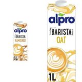 Alpro 1 lt Profesyonel Badem Bitki Bazlı İçecek + 1 lt Barista Yulaf Bitkisel İçeceği