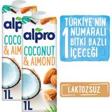 Alpro Hindistan Cevizli Badem Sütü 2x1L Vegan ve Vejetaryenler İçin Sağlıklı Alternatif İçecek